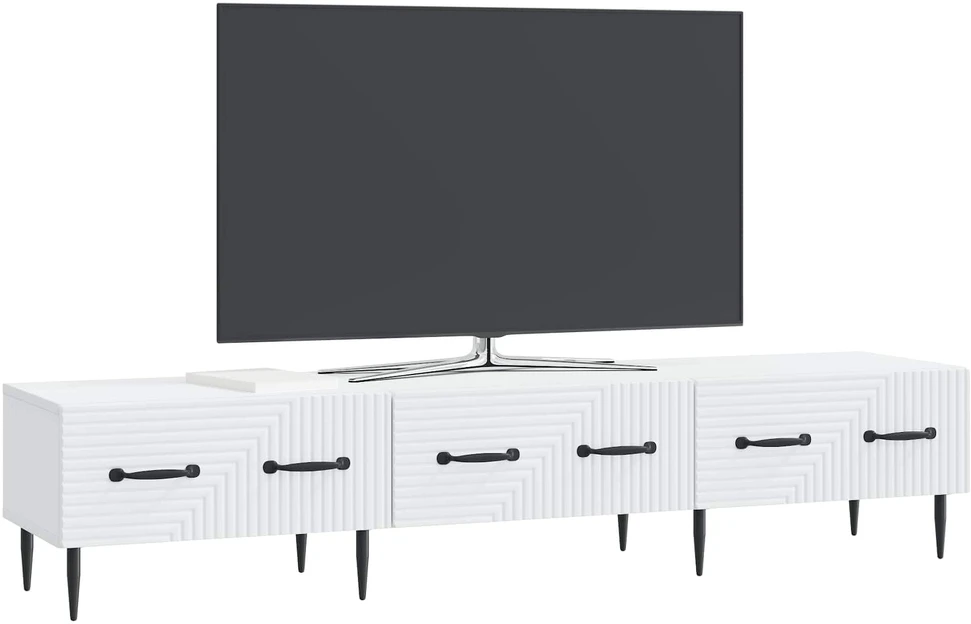 TV staliukas Televizoriaus spintelė su stalčių Balta 147 x 34,5 x 30 cm
