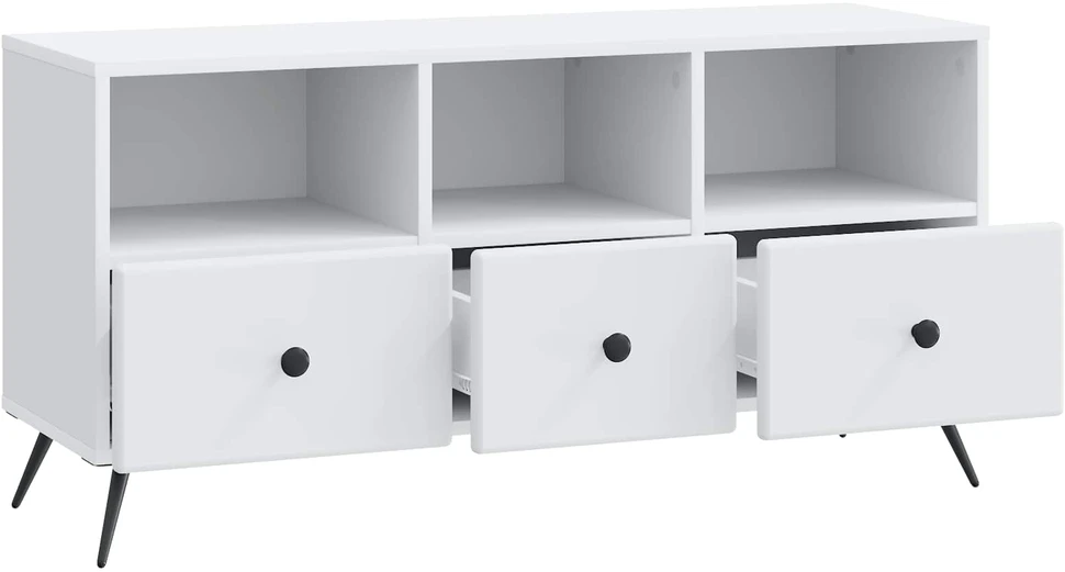 TV staliukas Televizoriaus spintelė su stalčių Balta 102 x 34,5 x 50 cm