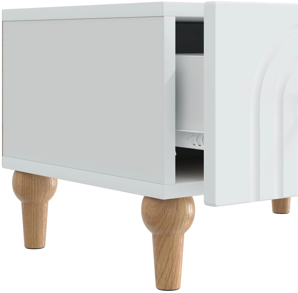 TV staliukas Televizoriaus spintelė su stalčių Balta 147 x 34,5 x 30 cm