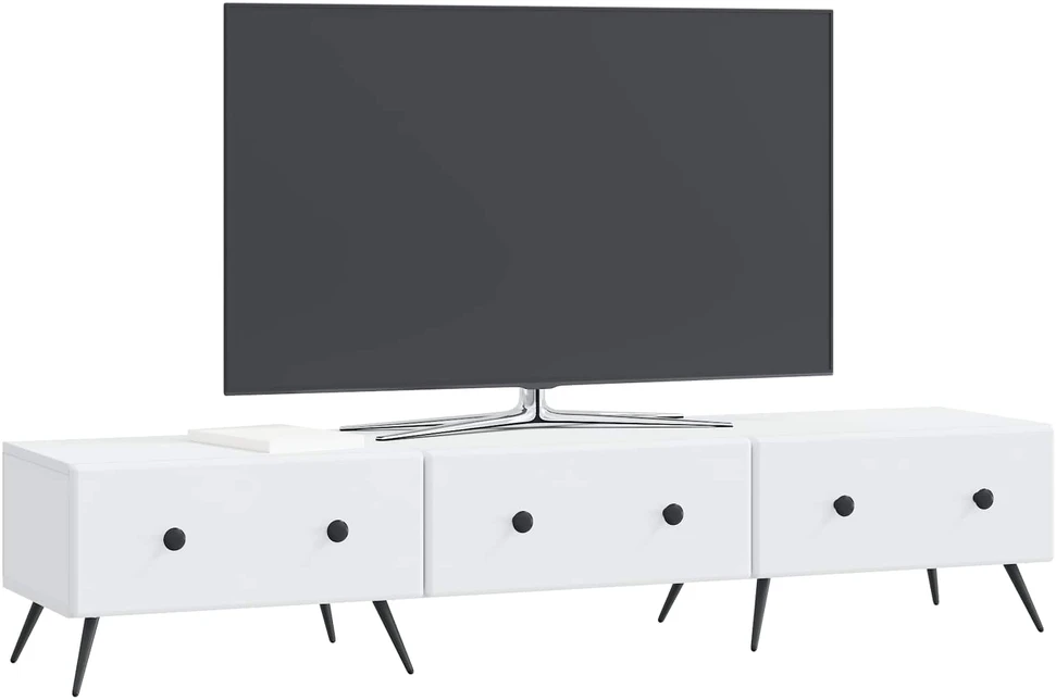 TV staliukas Televizoriaus spintelė su stalčių Balta 147 x 34,5 x 30 cm