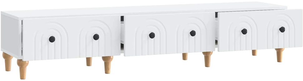 TV staliukas Televizoriaus spintelė su stalčių Balta 147 x 34,5 x 30 cm