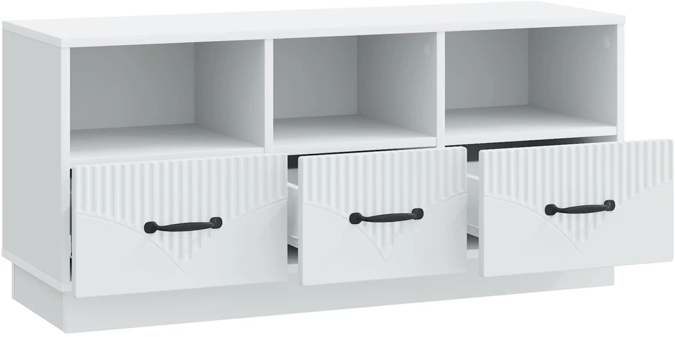 TV staliukas Televizoriaus spintelė su stalčių Balta 102 x 34,5 x 47 cm