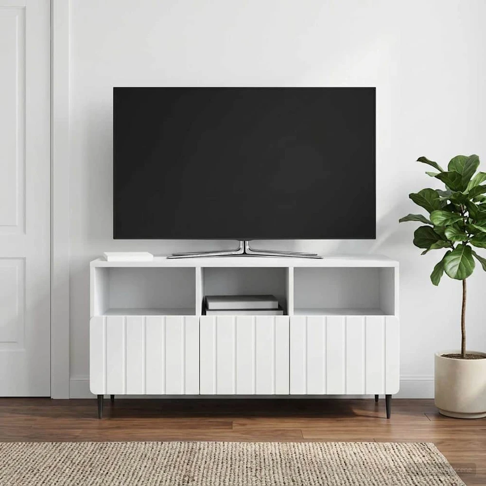 TV staliukas Televizoriaus spintelė su stalčių Balta 102 x 34,5 x 50 cm