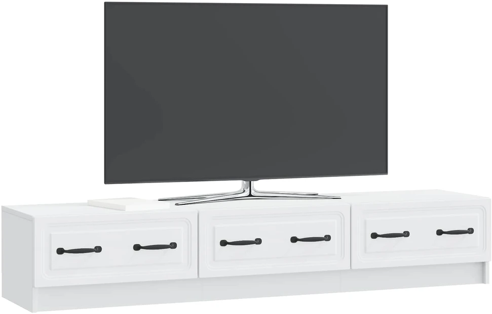 TV staliukas Televizoriaus spintelė su stalčių Balta 147 x 34,5 x 27 cm