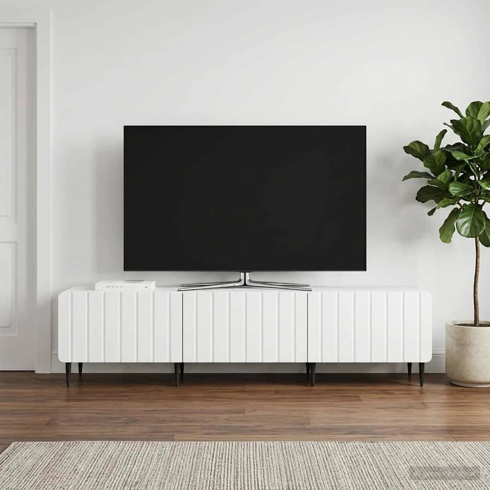 TV staliukas Televizoriaus spintelė su stalčių Balta 147 x 34,5 x 32 cm