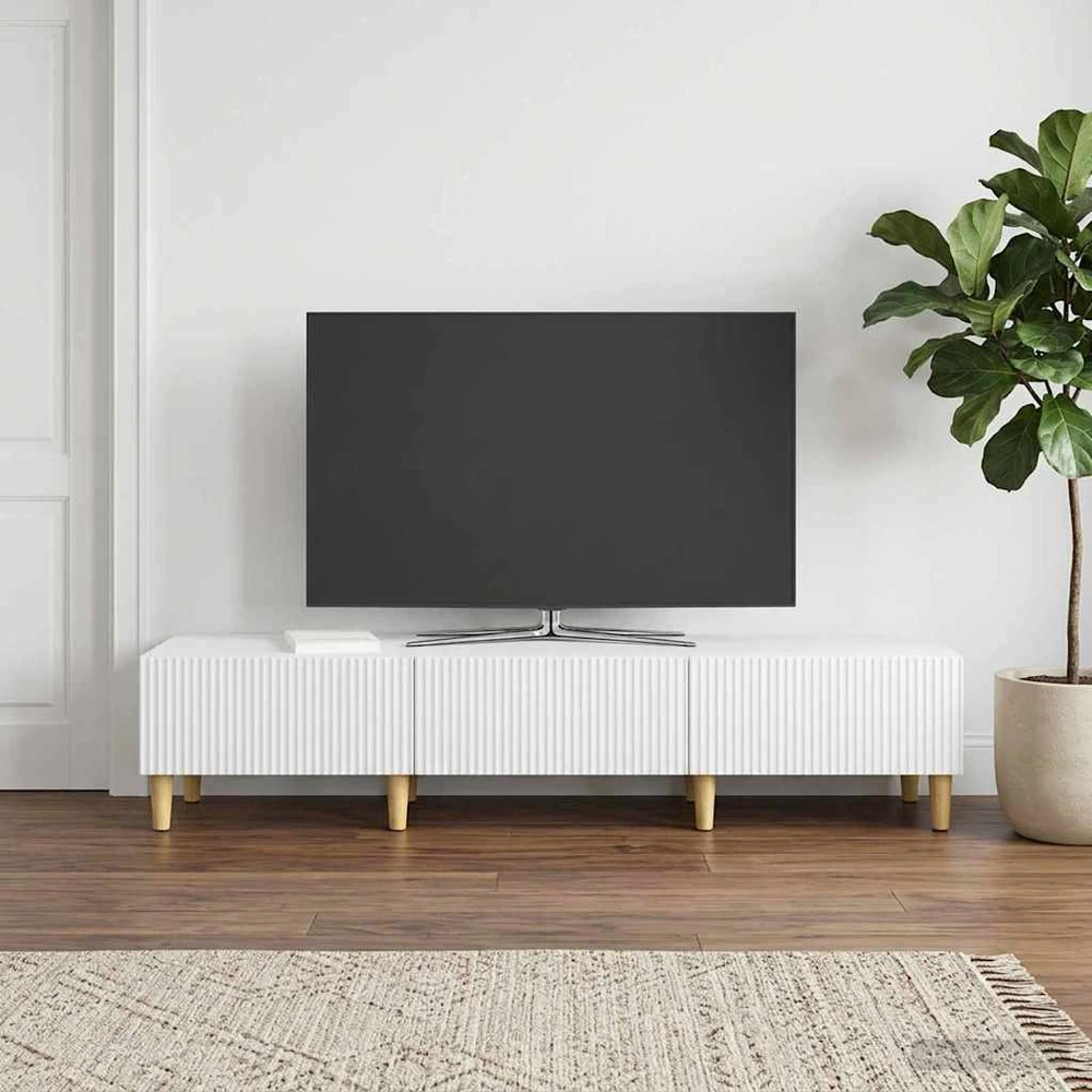 TV staliukas Televizoriaus spintelė su stalčių Balta 147 x 34,5 x 30 cm
