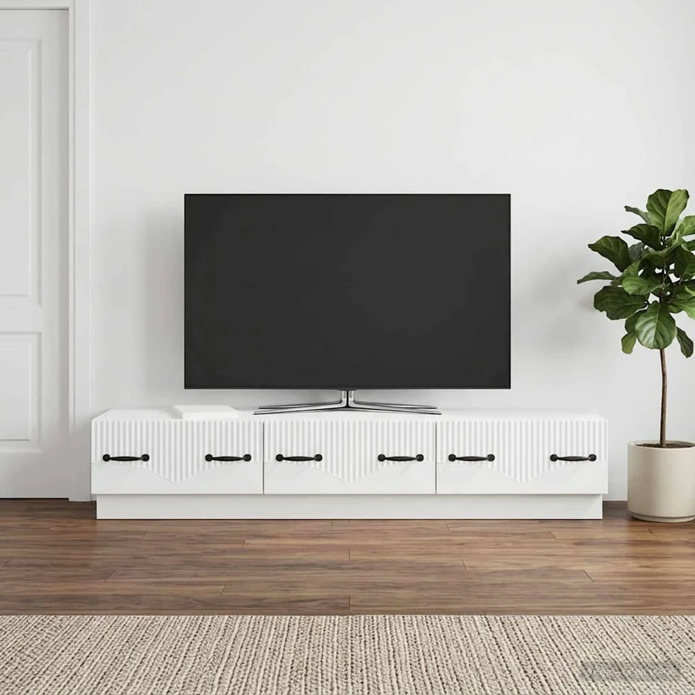 TV staliukas Televizoriaus spintelė su stalčių Balta 147 x 34,5 x 27 cm