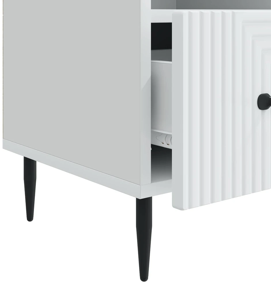 TV staliukas Televizoriaus spintelė su stalčių Balta 102 x 34,5 x 50 cm