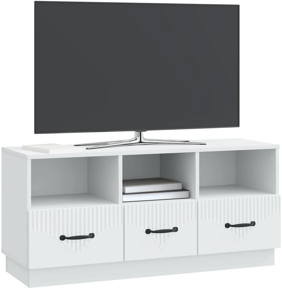 TV staliukas Televizoriaus spintelė su stalčių Balta 102 x 34,5 x 47 cm