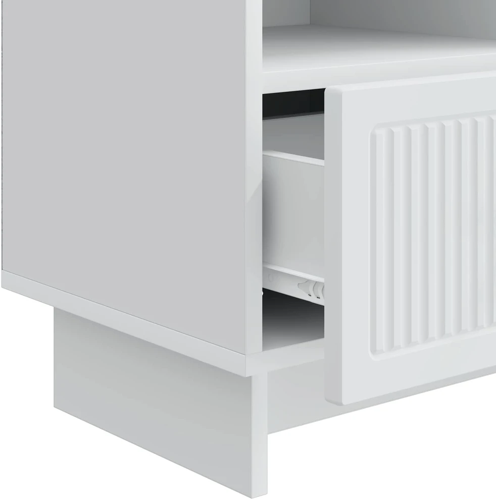 TV staliukas Televizoriaus spintelė su stalčių Balta 102 x 34,5 x 50 cm