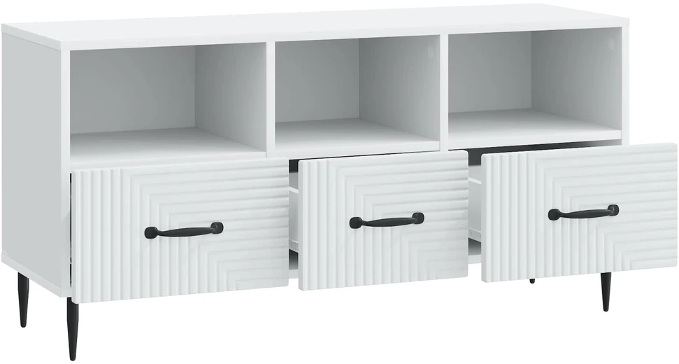 TV staliukas Televizoriaus spintelė su stalčių Balta 102 x 34,5 x 50 cm