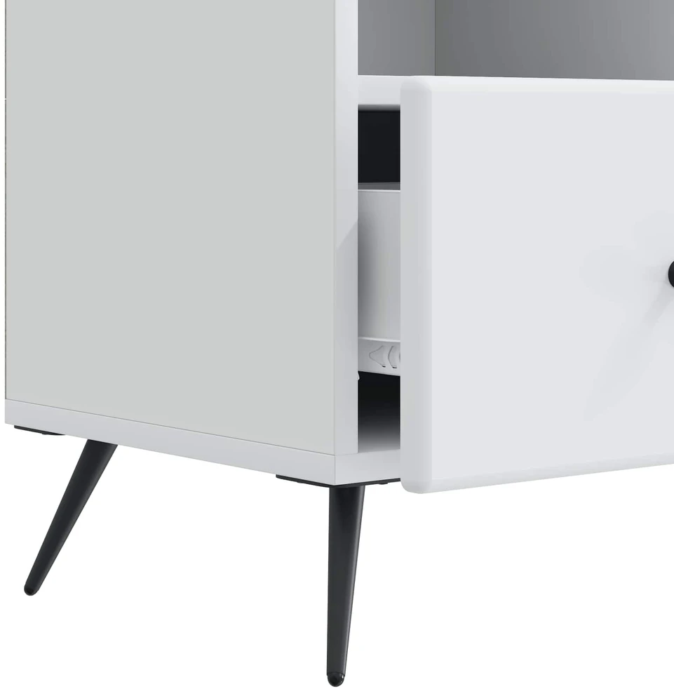 TV staliukas Televizoriaus spintelė su stalčių Balta 102 x 34,5 x 50 cm