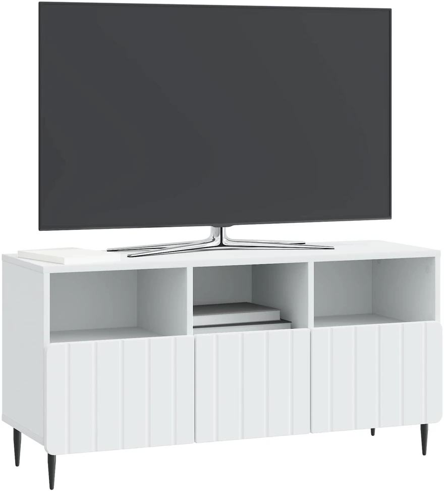 TV staliukas Televizoriaus spintelė su stalčių Balta 102 x 34,5 x 50 cm