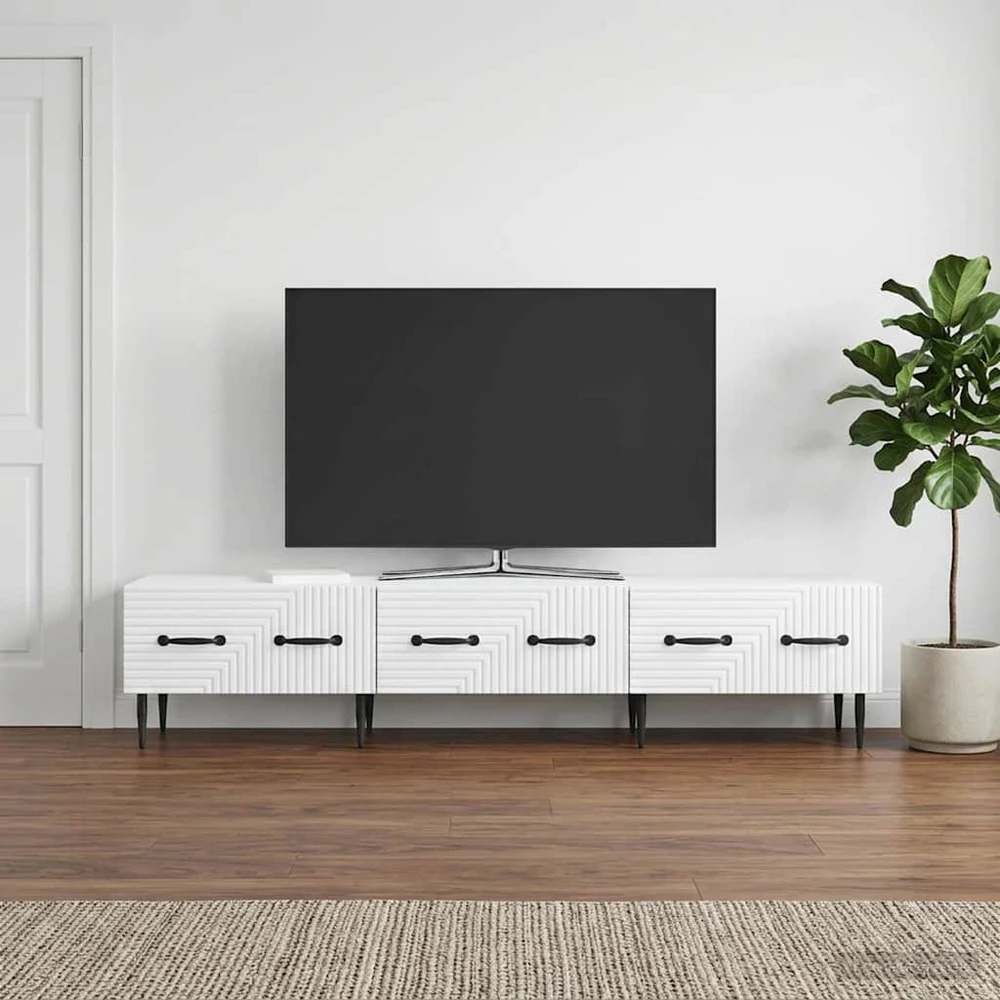 TV staliukas Televizoriaus spintelė su stalčių Balta 147 x 34,5 x 30 cm