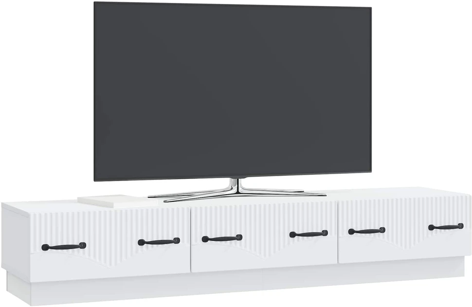 TV staliukas Televizoriaus spintelė su stalčių Balta 147 x 34,5 x 27 cm