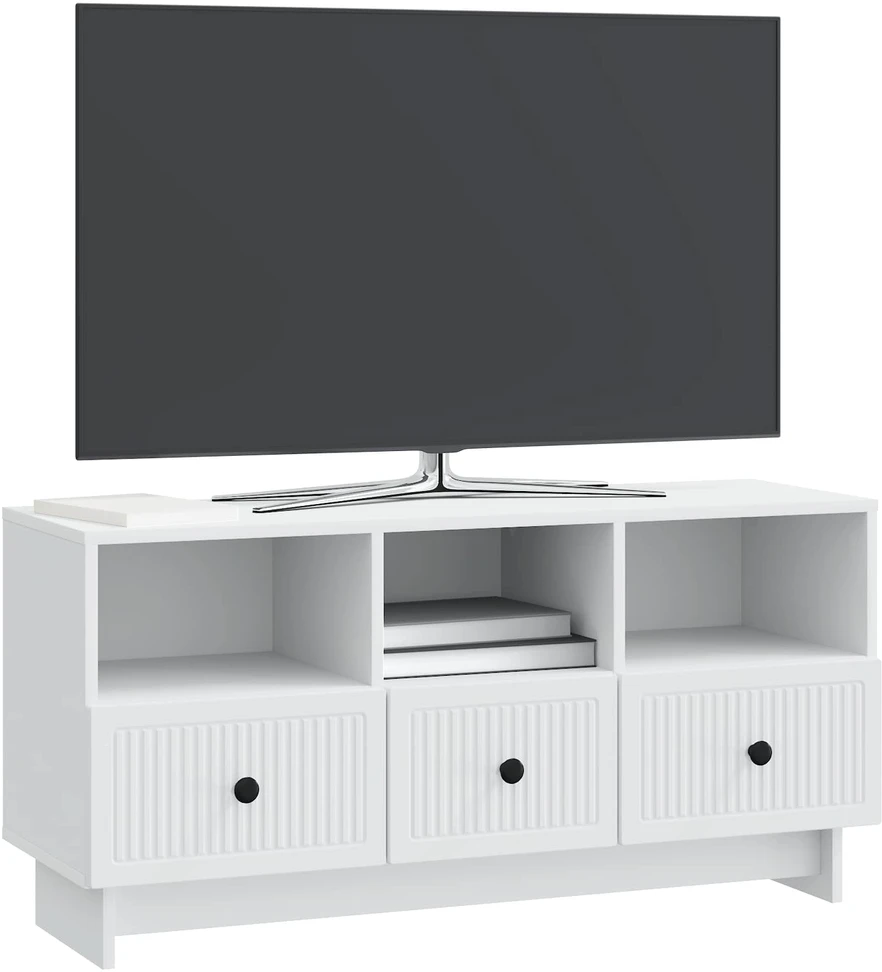 TV staliukas Televizoriaus spintelė su stalčių Balta 102 x 34,5 x 50 cm