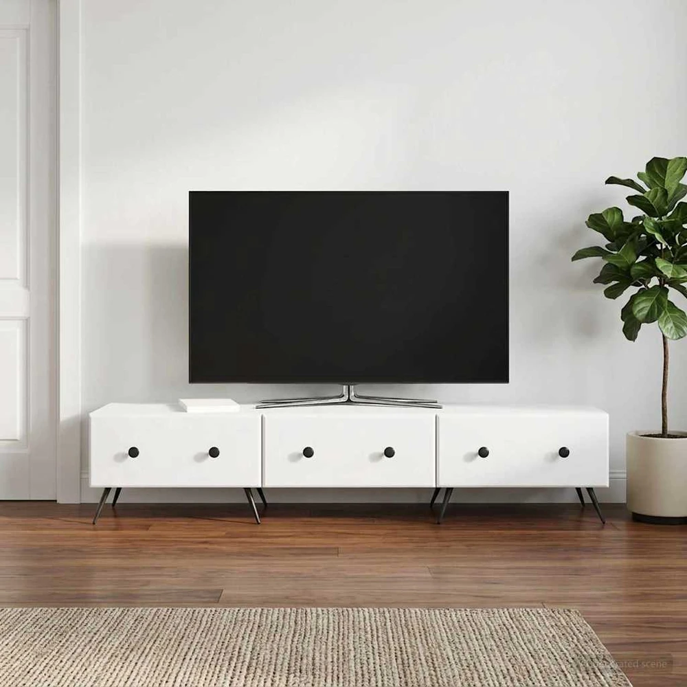 TV staliukas Televizoriaus spintelė su stalčių Balta 147 x 34,5 x 30 cm