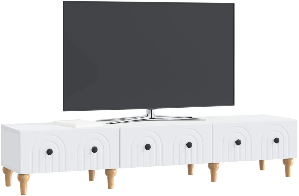 TV staliukas Televizoriaus spintelė su stalčių Balta 147 x 34,5 x 30 cm