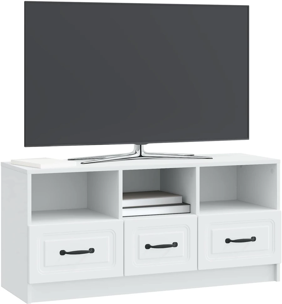 TV staliukas Televizoriaus spintelė su stalčių Balta 102 x 34,5 x 47 cm
