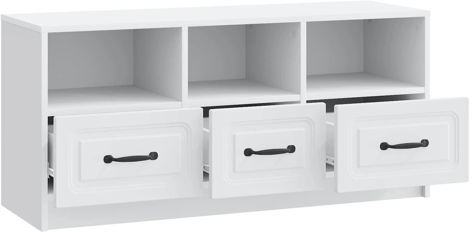 TV staliukas Televizoriaus spintelė su stalčių Balta 102 x 34,5 x 47 cm