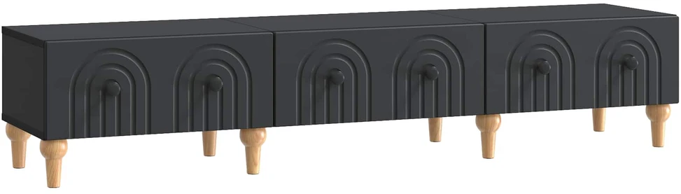 TV staliukas Televizoriaus spintelė su stalčių Juoda 147 x 34,5 x 30 cm