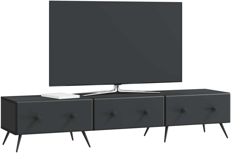 TV staliukas Televizoriaus spintelė su stalčių Juoda 147 x 34,5 x 30 cm