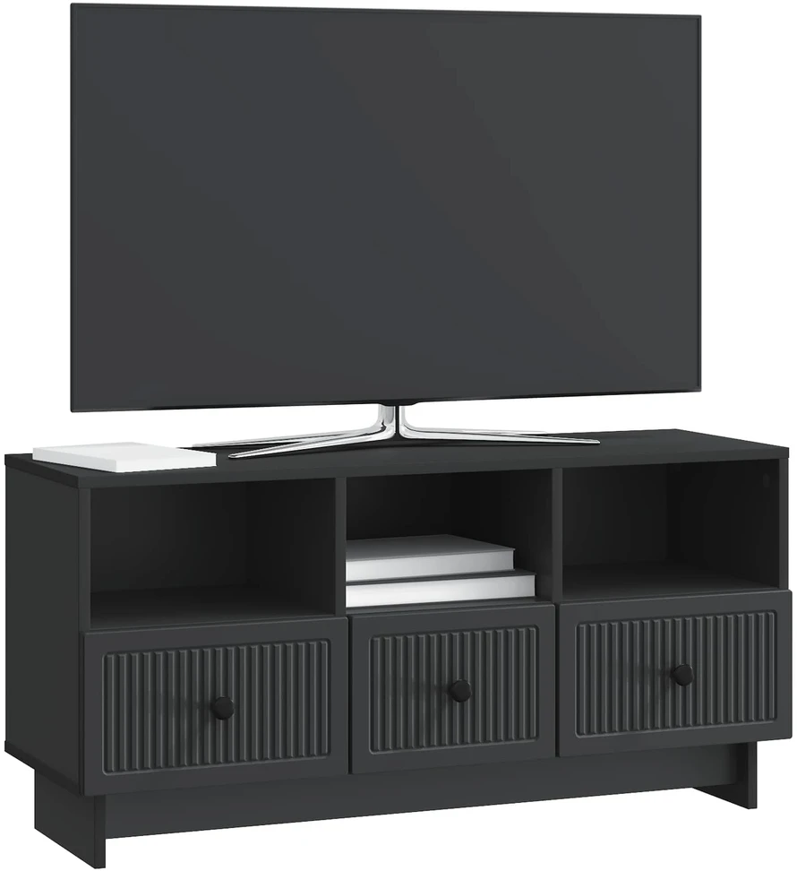 TV staliukas Televizoriaus spintelė su stalčių Juoda 102 x 34,5 x 50 cm