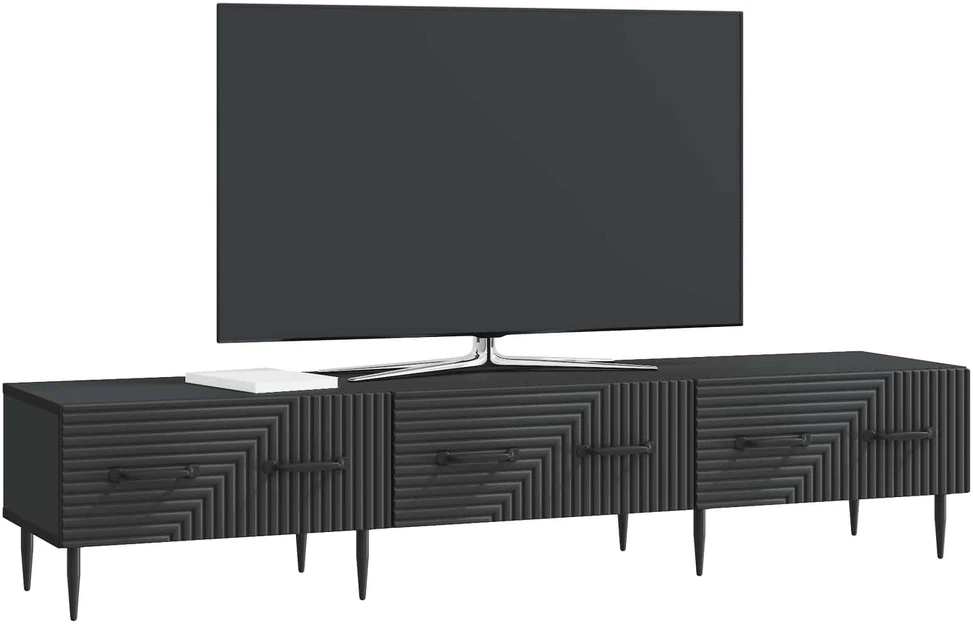 TV staliukas Televizoriaus spintelė su stalčių Juoda 147 x 34,5 x 30 cm
