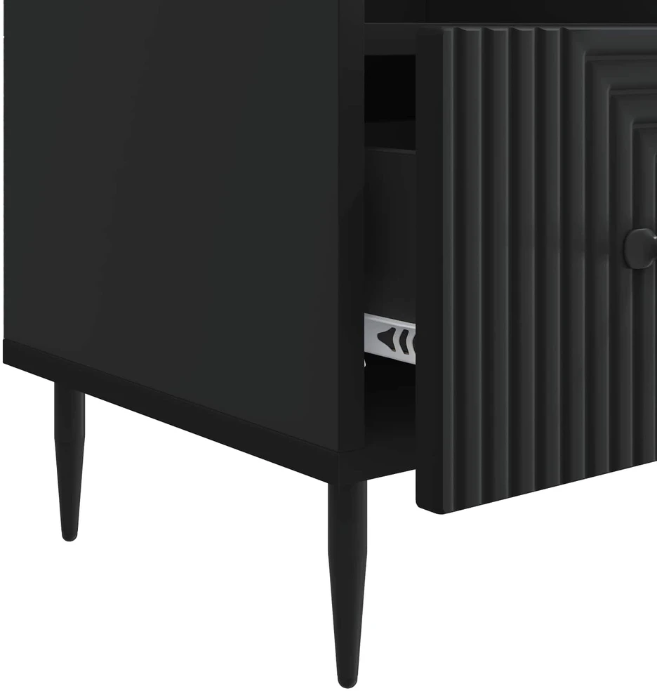 TV staliukas Televizoriaus spintelė su stalčių Juoda 102 x 34,5 x 50 cm