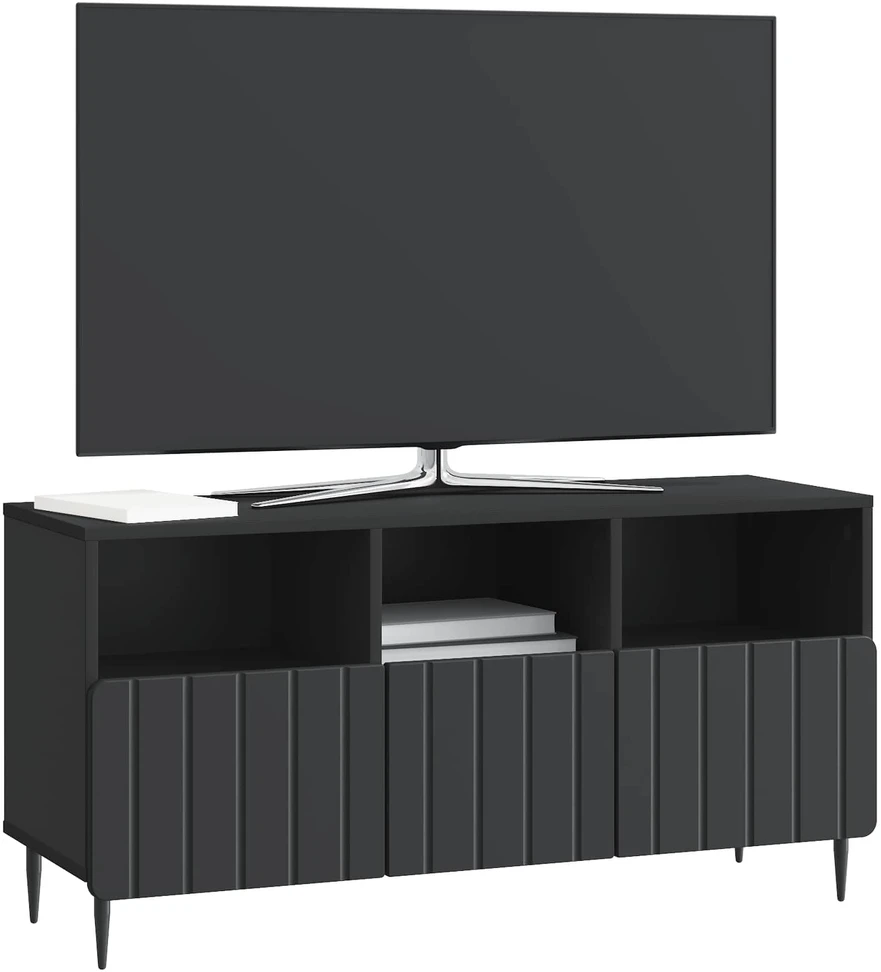 TV staliukas Televizoriaus spintelė su stalčių Juoda 102 x 34,5 x 50 cm