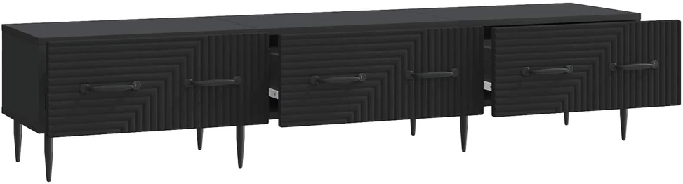 TV staliukas Televizoriaus spintelė su stalčių Juoda 147 x 34,5 x 30 cm