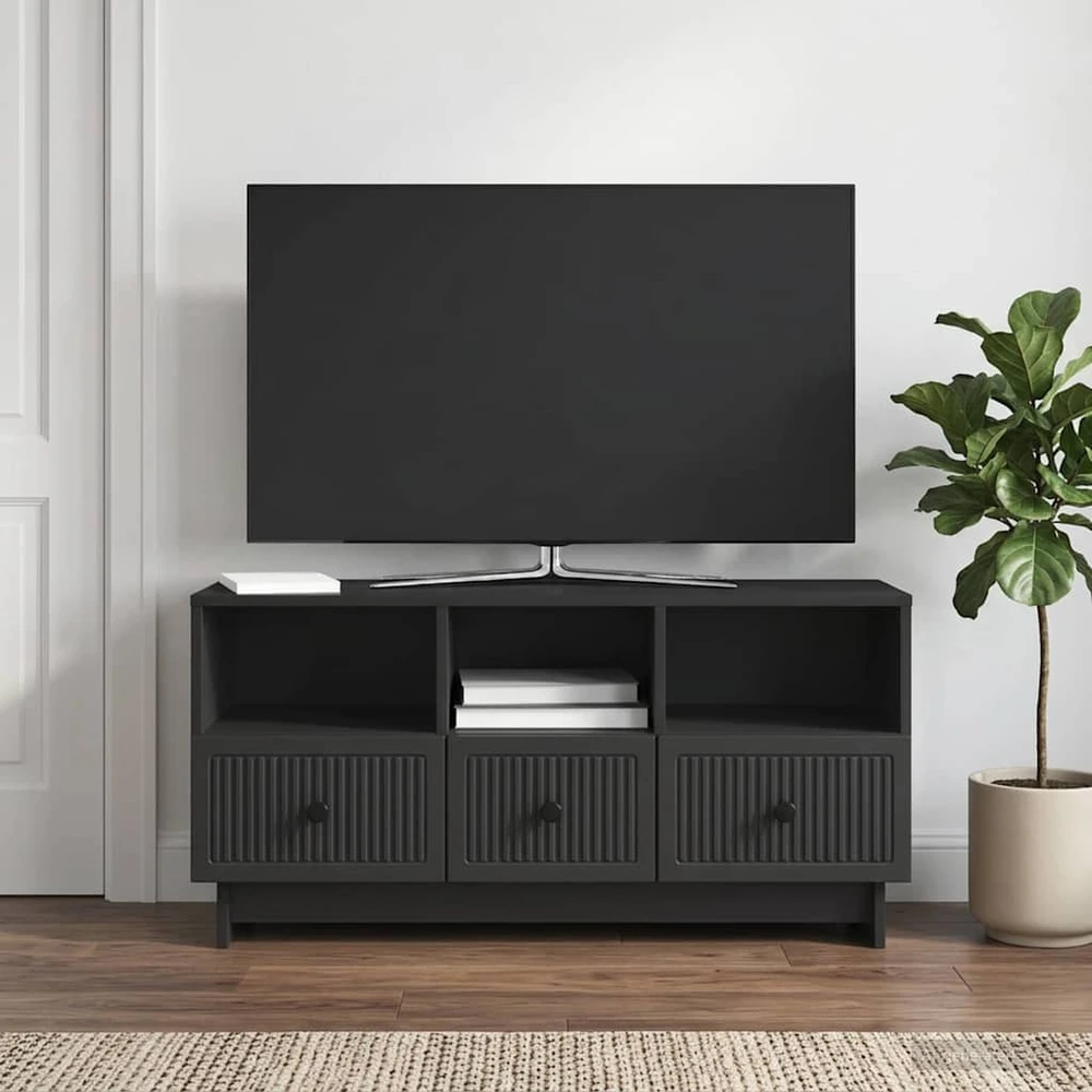 TV staliukas Televizoriaus spintelė su stalčių Juoda 102 x 34,5 x 50 cm