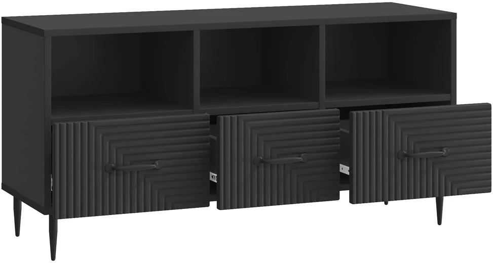TV staliukas Televizoriaus spintelė su stalčių Juoda 102 x 34,5 x 50 cm