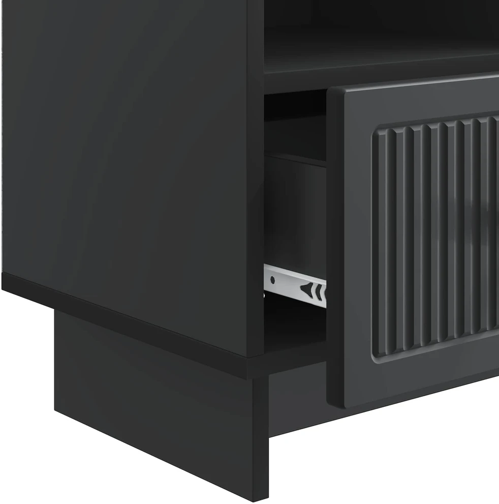 TV staliukas Televizoriaus spintelė su stalčių Juoda 102 x 34,5 x 50 cm