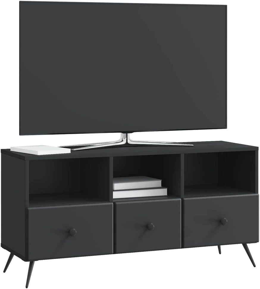 TV staliukas Televizoriaus spintelė su stalčių Juoda 102 x 34,5 x 50 cm