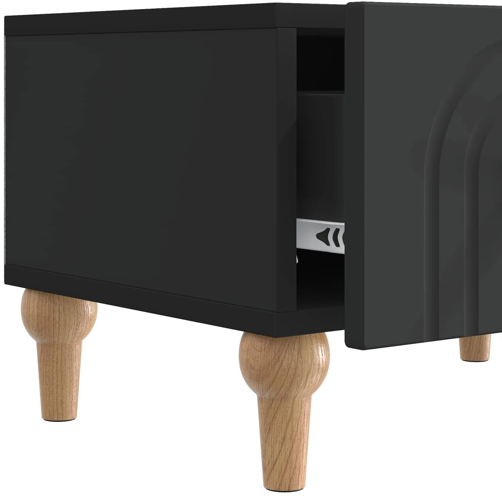 TV staliukas Televizoriaus spintelė su stalčių Juoda 147 x 34,5 x 30 cm