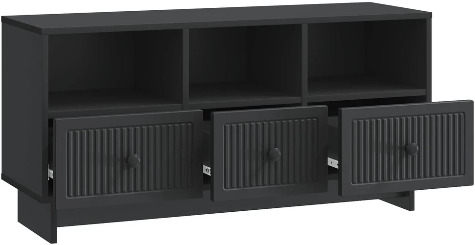 TV staliukas Televizoriaus spintelė su stalčių Juoda 102 x 34,5 x 50 cm