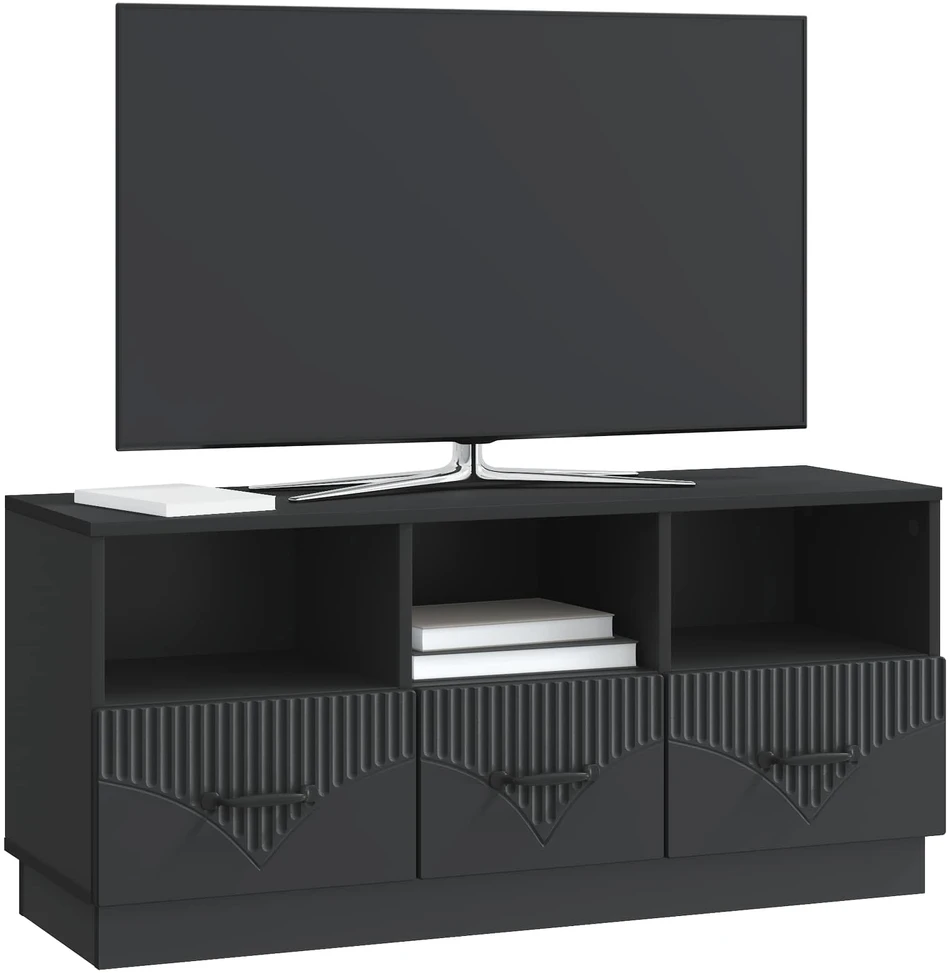 TV staliukas Televizoriaus spintelė su stalčių Juoda 102 x 34,5 x 47 cm