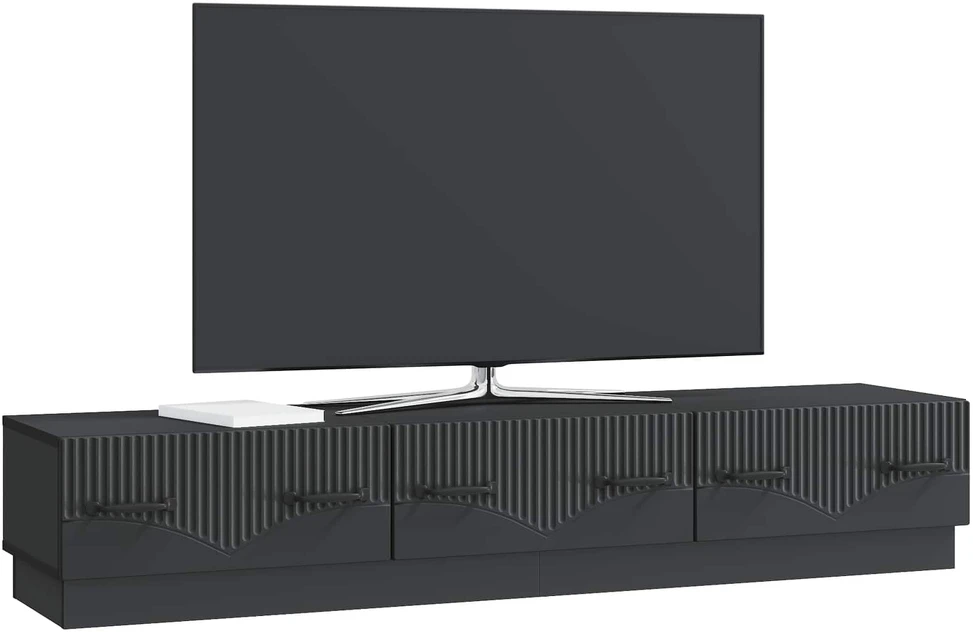TV staliukas Televizoriaus spintelė su stalčių Juoda 147 x 34,5 x 27 cm