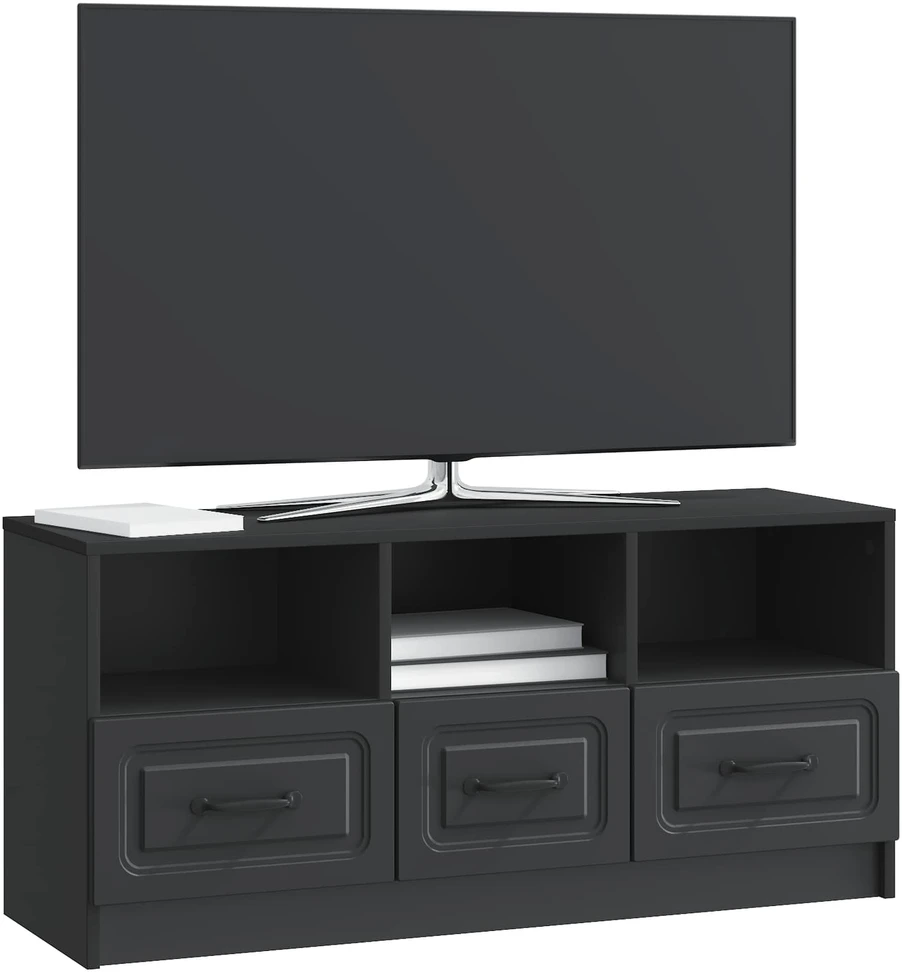 TV staliukas Televizoriaus spintelė su stalčių Juoda 102 x 34,5 x 47 cm