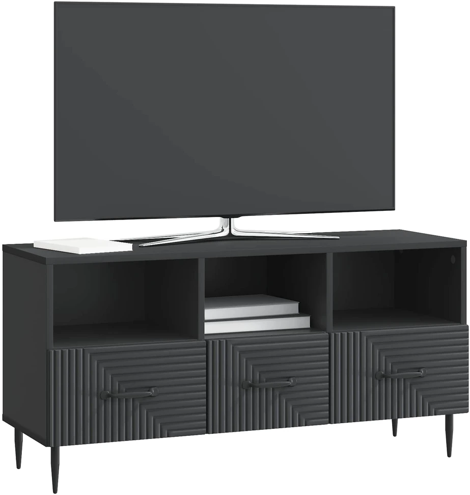 TV staliukas Televizoriaus spintelė su stalčių Juoda 102 x 34,5 x 50 cm