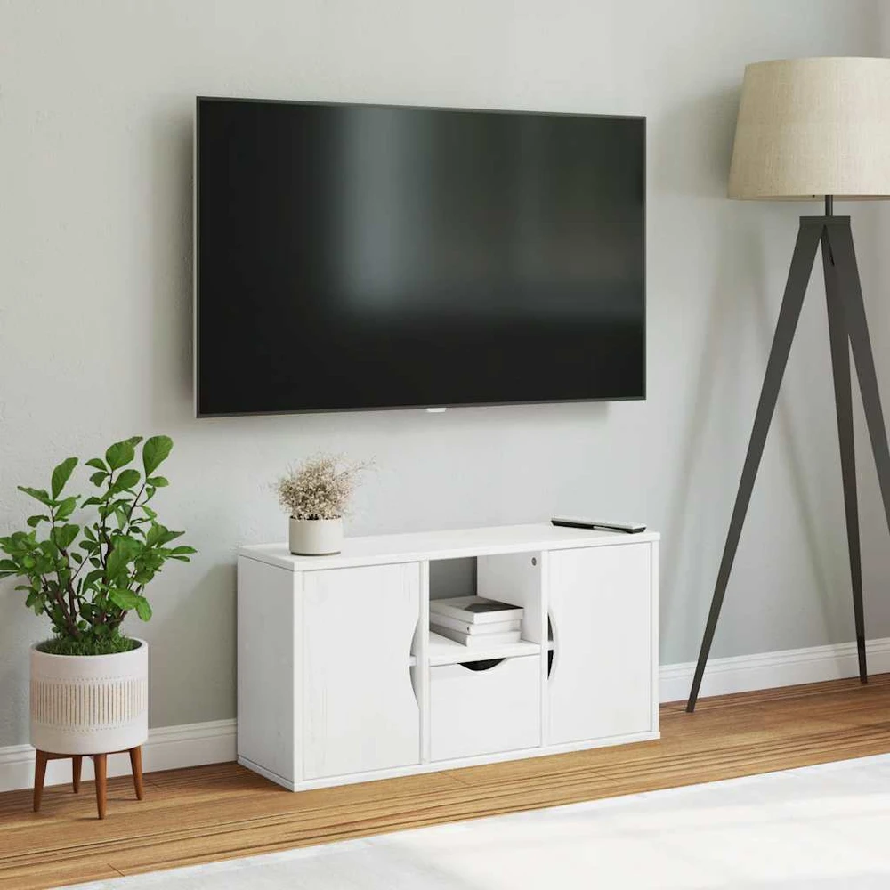 TV staliukas Televizoriaus spintelė su stalčiumi, ODDA, baltas, 79x24x40cm