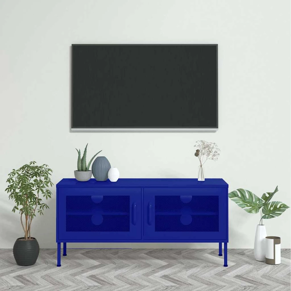 TV staliukas Televizoriaus spintelė, tamsiai mėlyna, 105x35x50cm, plienas