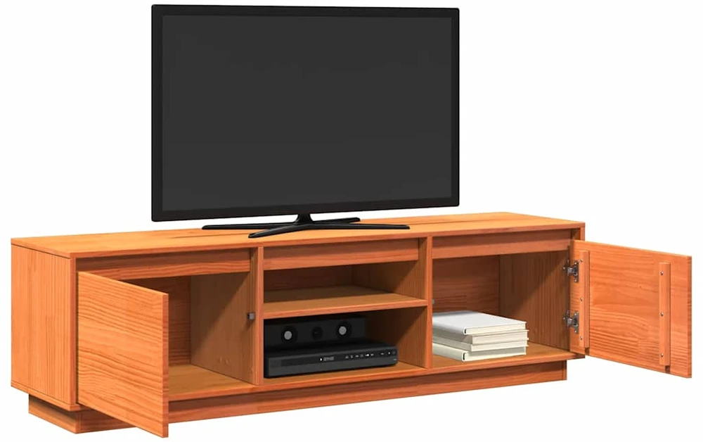 TV staliukas Televizoriaus spintelė, vaško ruda, 140x35x40cm, pušies masyvas