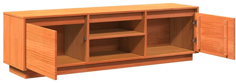 TV staliukas Televizoriaus spintelė, vaško ruda, 140x35x40cm, pušies masyvas