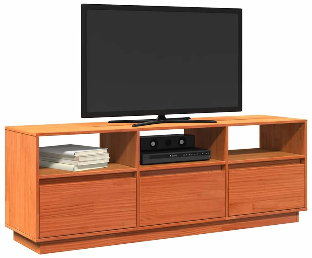 TV staliukas Televizoriaus spintelė, vaško ruda, 140x37x50cm, pušies masyvas