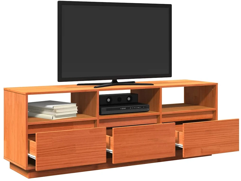TV staliukas Televizoriaus spintelė, vaško ruda, 140x37x50cm, pušies masyvas