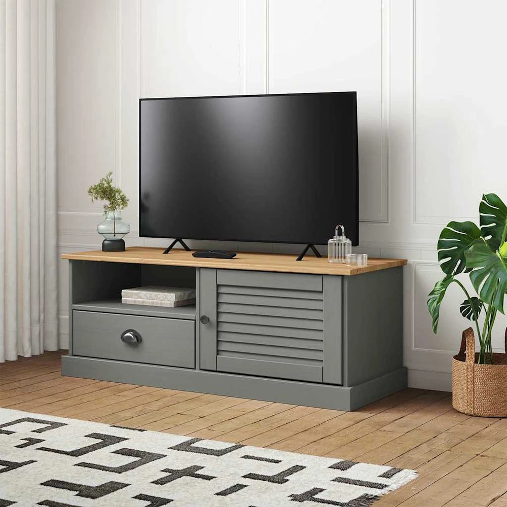 TV staliukas Televizoriaus spintelė VIGO, pilka, 106x40x40cm, pušies masyvas
