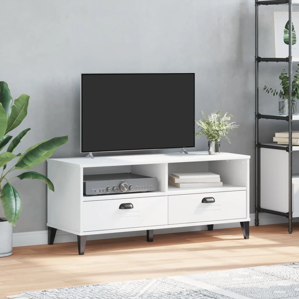 TV staliukas Televizoriaus spintelė VIKEN, balta, pušies medienos masyvas
