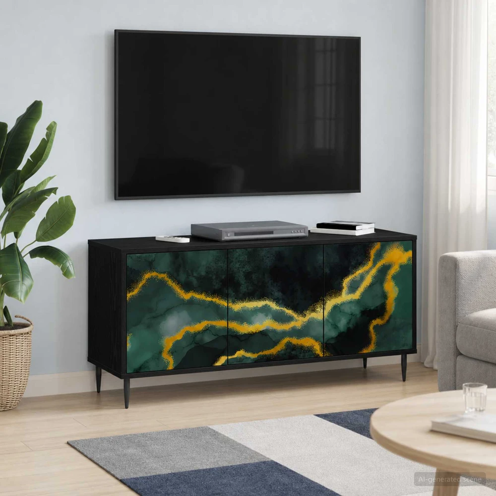 TV staliukas Televizoriaus spintelė WIJHE 102 x 33 x 51 cm Juodojo ąžuolo